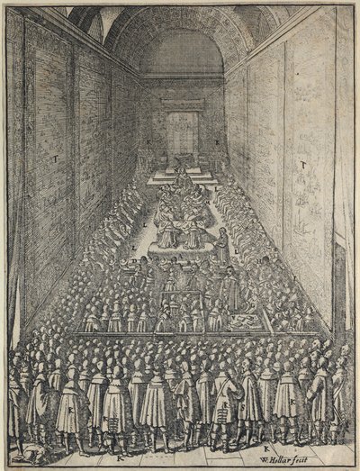 Interior de la Cámara de los Lores en sesión, Palacio de Westminster, Londres, c. 1650 de Wenceslaus Hollar