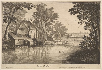 Paisaje con un pescador de Wenceslaus Hollar