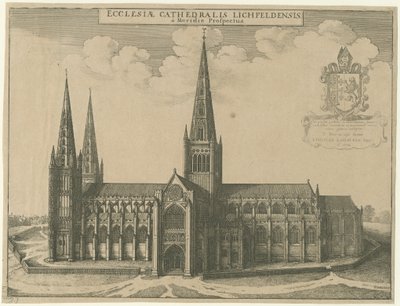 Catedral de Lichfield - Vista sur: grabado de Wenceslaus Hollar
