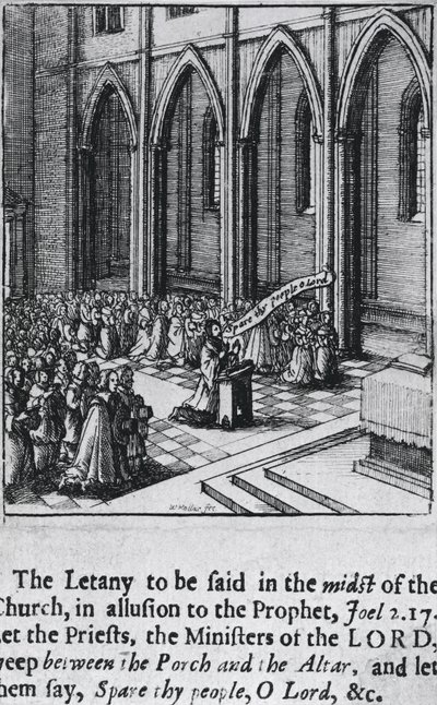 Letanía en una iglesia, c.1655 de Wenceslaus Hollar