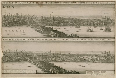 Londres, antes y después del Gran Incendio de Wenceslaus Hollar