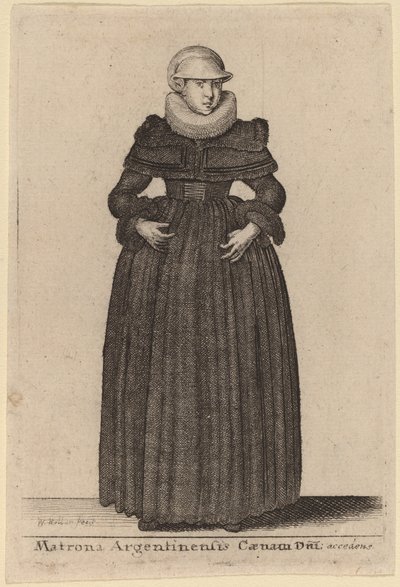 Matrona Argentinensis Caenam Dni Accedens e des Nymphs de Wenceslaus Hollar