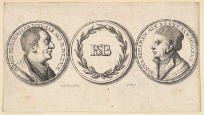 Medallones con retratos de Sebald Beham y Anna Beham, 1647 de Wenceslaus Hollar