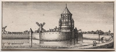 Puerta de la ciudad con foso, 1676 de Wenceslaus Hollar