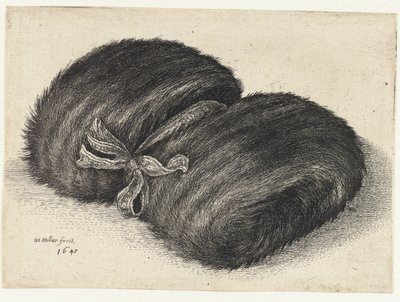 Manguito de pelo decorado con una cinta Muffs (título de la serie) de Wenceslaus Hollar