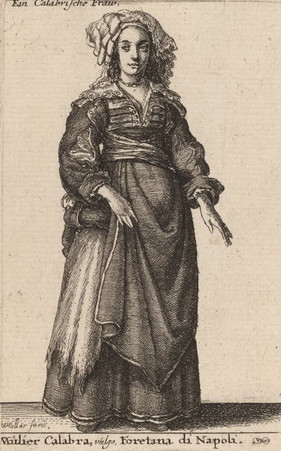 Mulier Calabra, Vulgo, Foretana di Napoli de Wenceslaus Hollar