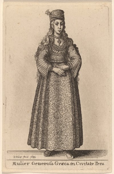 Mujer Generosa Griega en la Ciudad de Pera de Wenceslaus Hollar