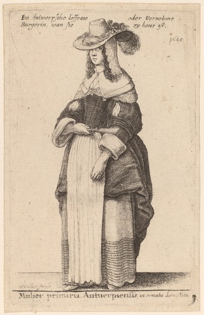 Mujer principal de Amberes, en atuendo doméstico de Wenceslaus Hollar