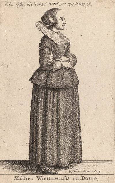 Mujer vienesa en casa, 1649 de Wenceslaus Hollar