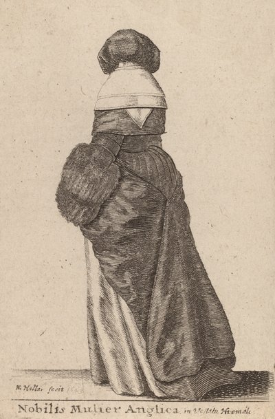 Nobilis Mulier Anglica, en Vestitu Hiemali, 1643 de Wenceslaus Hollar