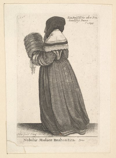 Nobilis Mulier Brabantica, Noblewoman de Brabante, 1648 de Wenceslaus Hollar