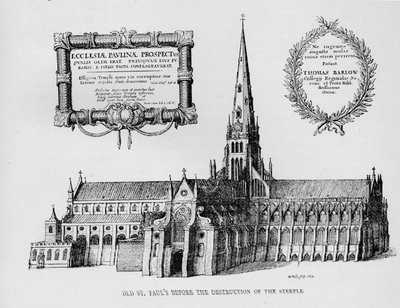 Antigua catedral de San Pablo antes de la destrucción del campanario, 1657 1904 de Wenceslaus Hollar