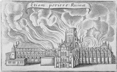La antigua catedral de San Pablo ardiendo en el Gran Incendio de Londres, 1666 de Wenceslaus Hollar
