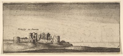 Castillo de Pevensey de Wenceslaus Hollar