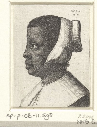 Retrato de una joven mujer negra de Wenceslaus Hollar