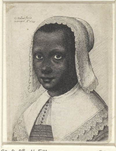 Retrato de una joven mujer negra, 1645 de Wenceslaus Hollar
