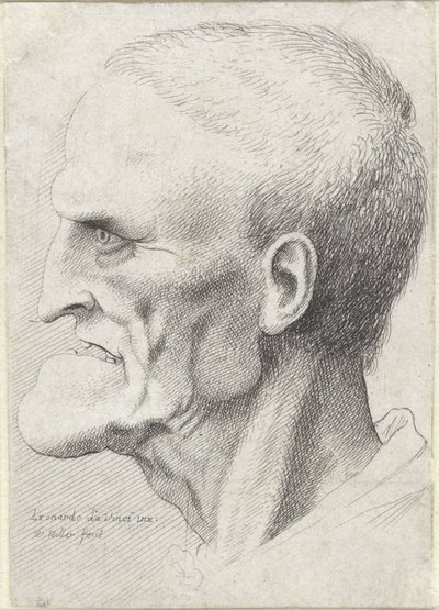 Retrato de un anciano con mentón pronunciado de Wenceslaus Hollar