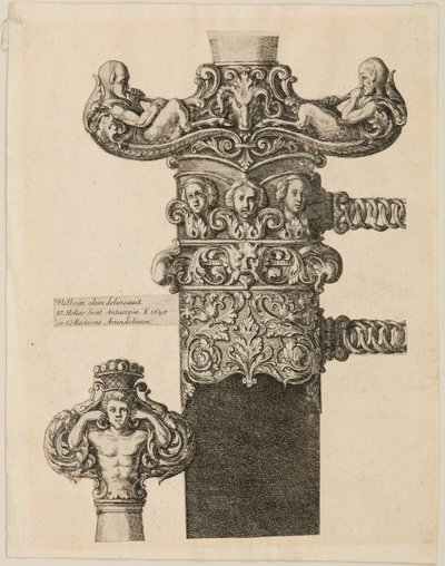 Impresión de diseños para un pomo, quillons y cerradura de Wenceslaus Hollar