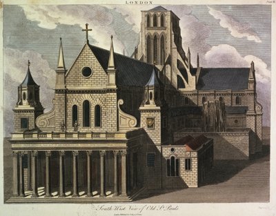 Lado sur de la antigua Catedral de San Pablo de Wenceslaus Hollar