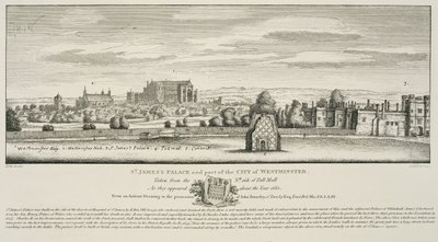 Palacio de St. James y parte de la Ciudad de Westminster desde el lado norte de Pall Mall en 1660, grabado por Richard Sawyer, publicado en 1809 de Wenceslaus Hollar