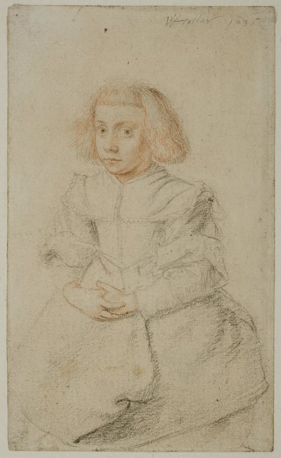 Estudio de una niña sentada, 1635 de Wenceslaus Hollar