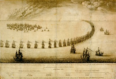 La Armada inglesa corriendo ante el Vly de Wenceslaus Hollar