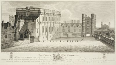 El Palacio de Whitehall, de un dibujo en la Biblioteca Pepysian, Cambridge, publicado en 1809 de Wenceslaus Hollar