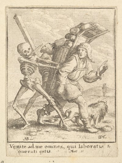El vendedor ambulante, de La danza de la muerte de Wenceslaus Hollar