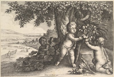 El dios del río y los niños de Wenceslaus Hollar