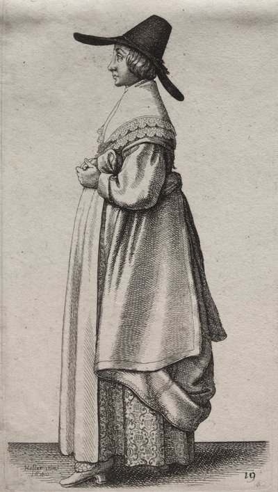 Los Varios Hábitos de las Mujeres Inglesas, desde la Nobleza hasta las Mujeres del Campo..., 1640 de Wenceslaus Hollar