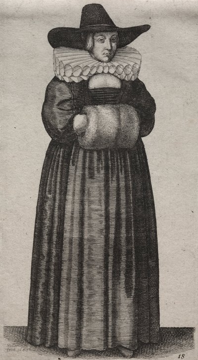 Los Varios Hábitos de las Mujeres Inglesas, desde la Nobleza hasta las Mujeres del Campo..., 1640 de Wenceslaus Hollar
