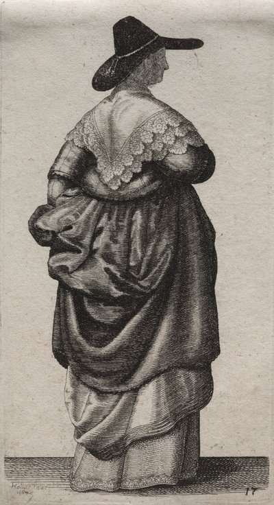 Los Varios Hábitos de las Mujeres Inglesas, desde la Nobleza hasta las Mujeres del Campo en estos tiempos: La Mujer con Sombrero Masculino de Wenceslaus Hollar