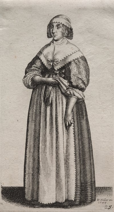 Los Varios Hábitos de las Mujeres Inglesas, desde la Nobleza hasta las Mujeres del Campo en estos tiempos: La Mujer con Guantes de Wenceslaus Hollar