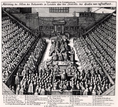 El juicio de Thomas Wentworth (1593-1641) Conde de Strafford en 1641 de Wenceslaus Hollar