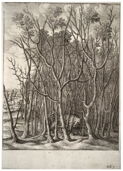 El zorro y el arbusto de espinas de Wenceslaus Hollar