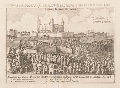 La verdadera manera de la ejecución de Thomas Conde de Strafford, Lord Teniente de Irlanda..., ca 1642 de Wenceslaus Hollar