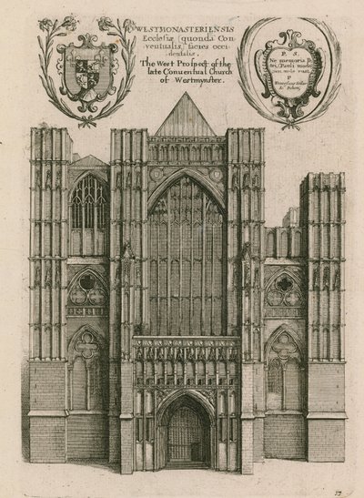 La perspectiva oeste de la antigua iglesia conventual de Westminster, Londres de Wenceslaus Hollar