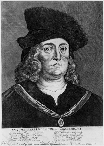 Teofrasto Bombasto von Hohenheim Paracelso, alquimista y médico suizo, siglo XVI de Wenceslaus Hollar