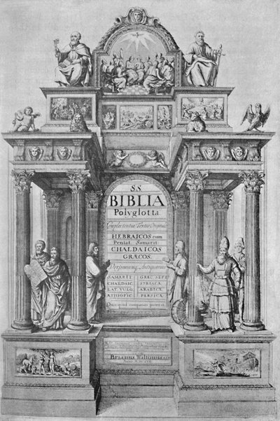 Página de título de la Biblia políglota de Walton, 1657, 1904 de Wenceslaus Hollar
