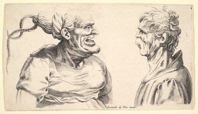 Dos cabezas deformes, 1625-1744 de Wenceslaus Hollar