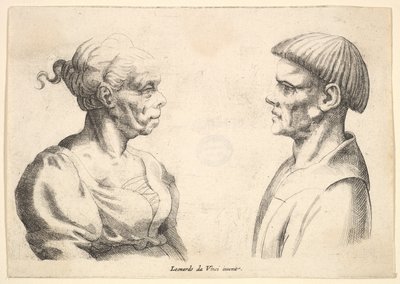 Dos cabezas, 1625-77 de Wenceslaus Hollar