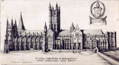 Vista de la Catedral de Canterbury desde el sur, c.1638-66 de Wenceslaus Hollar