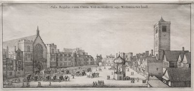 Vista de Londres: New Palace Yard con Westminster Hall y la Casa del Reloj de Wenceslaus Hollar