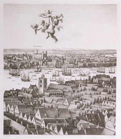 Vista de Londres, publicada en 1647 (copia facsímil) (detalle) de Wenceslaus Hollar