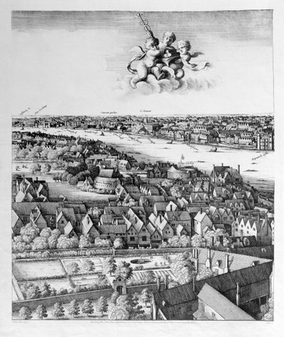 Vista de Londres, publicada en 1647 (facsímil) (detalle) de Wenceslaus Hollar