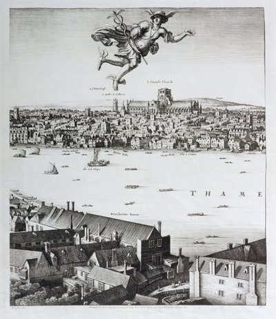 Vista de Londres, publicada en 1647 (detalle) de Wenceslaus Hollar