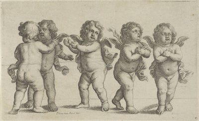 cinco querubines Paedopaegnion (título de la serie) de Wenceslaus Hollar