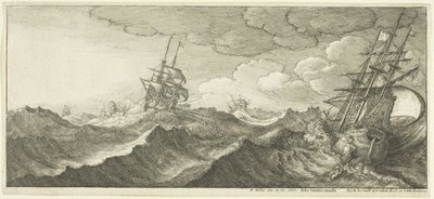Buque de guerra en el fondo de una ola de Wenceslaus Hollar
