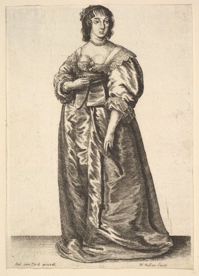 Dama de cuerpo entero, después de Anthony van Dyck de Wenceslaus Hollar