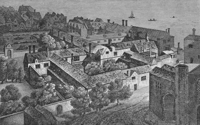 Casa Winchester, Southwark, desde la torre de St. Saviours de Wenceslaus Hollar